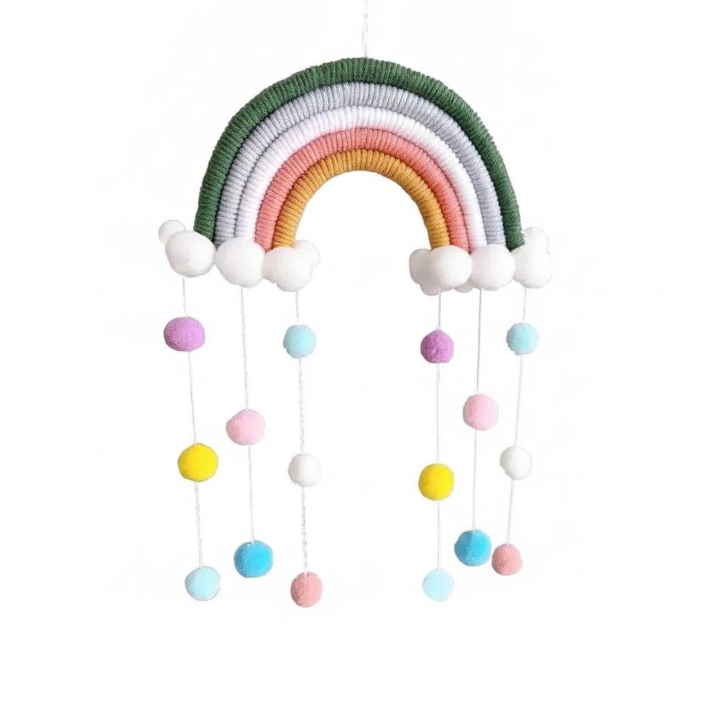 Colgante decorativo tejido nube y arcoíris estilo nórdico - 5