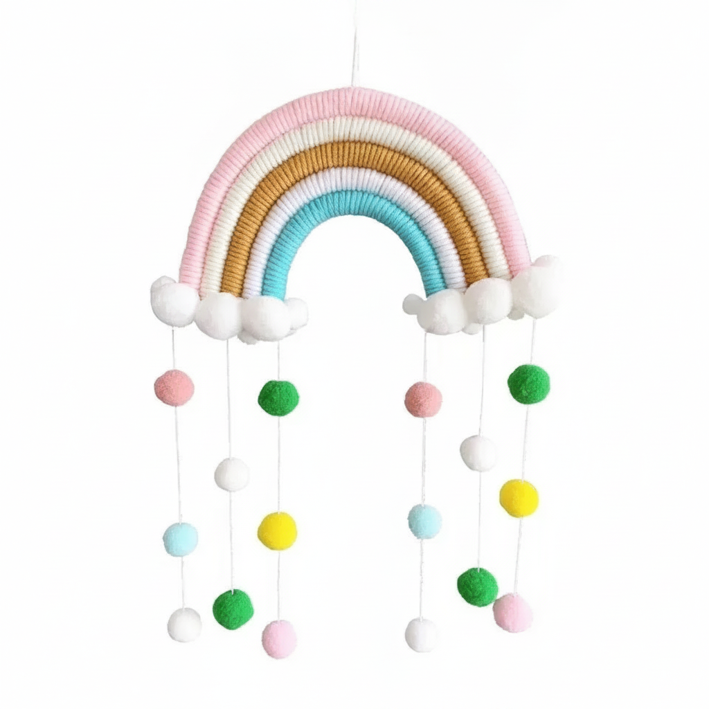 Colgante decorativo tejido nube y arcoíris estilo nórdico - 6
