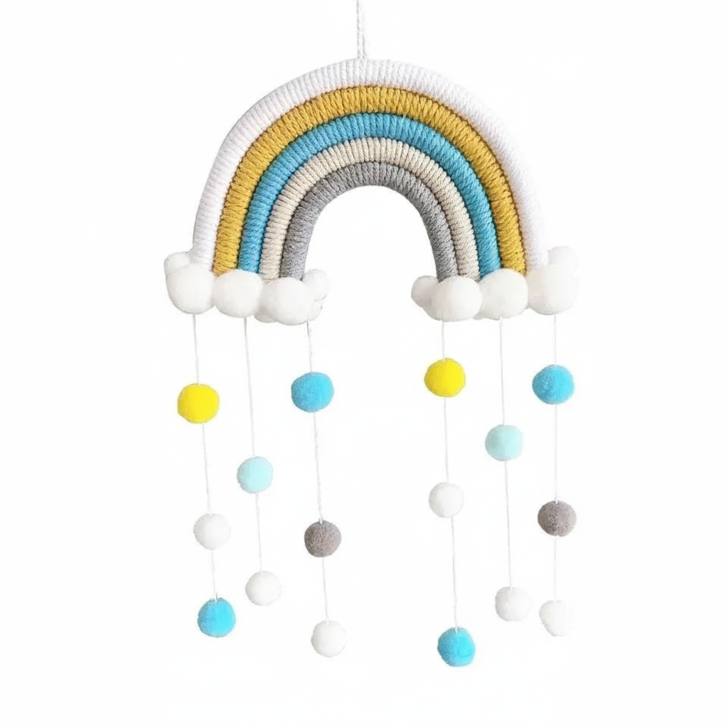 Colgante decorativo tejido nube y arcoíris estilo nórdico - 7