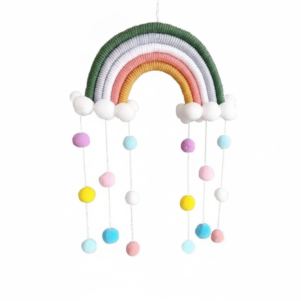 Colgante decorativo tejido nube y arcoíris estilo nórdico - 10