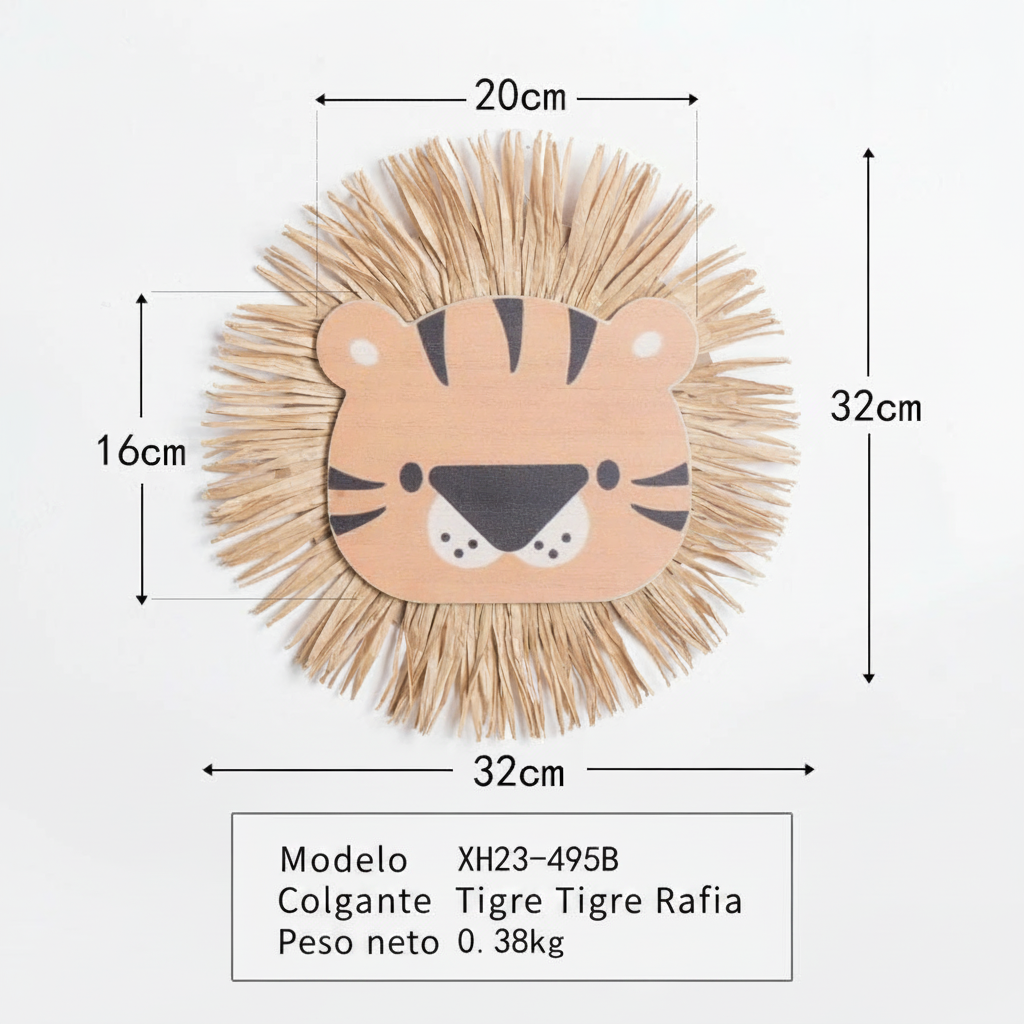 Colgante Decorativo Animal Tejido Rafia para Niños - 7