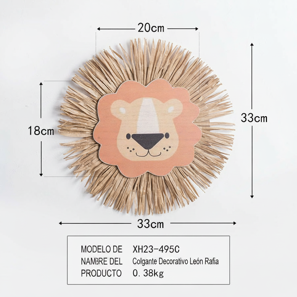 Colgante Decorativo Animal Tejido Rafia para Niños - 8