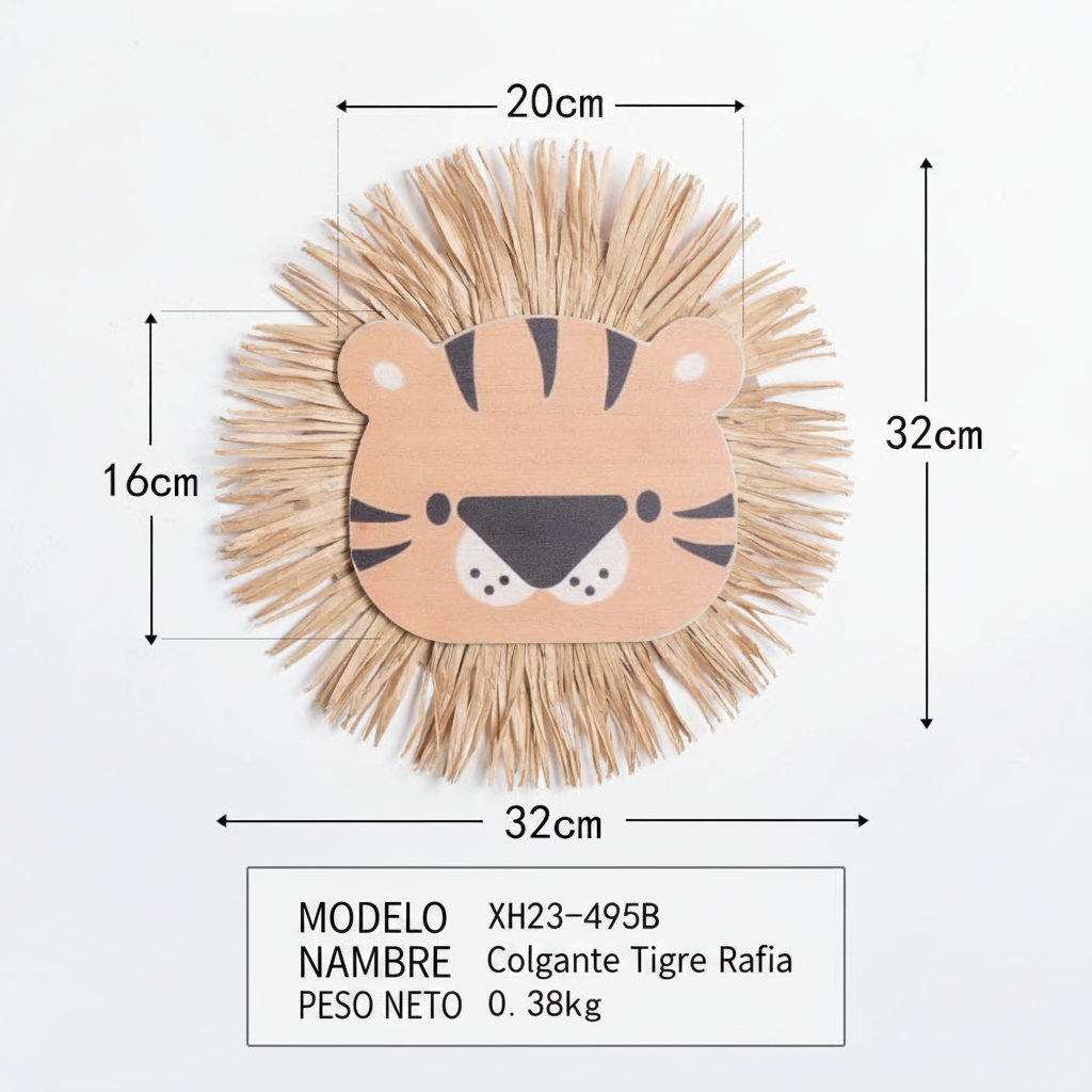 Colgante Decorativo Animal Tejido Rafia para Niños
