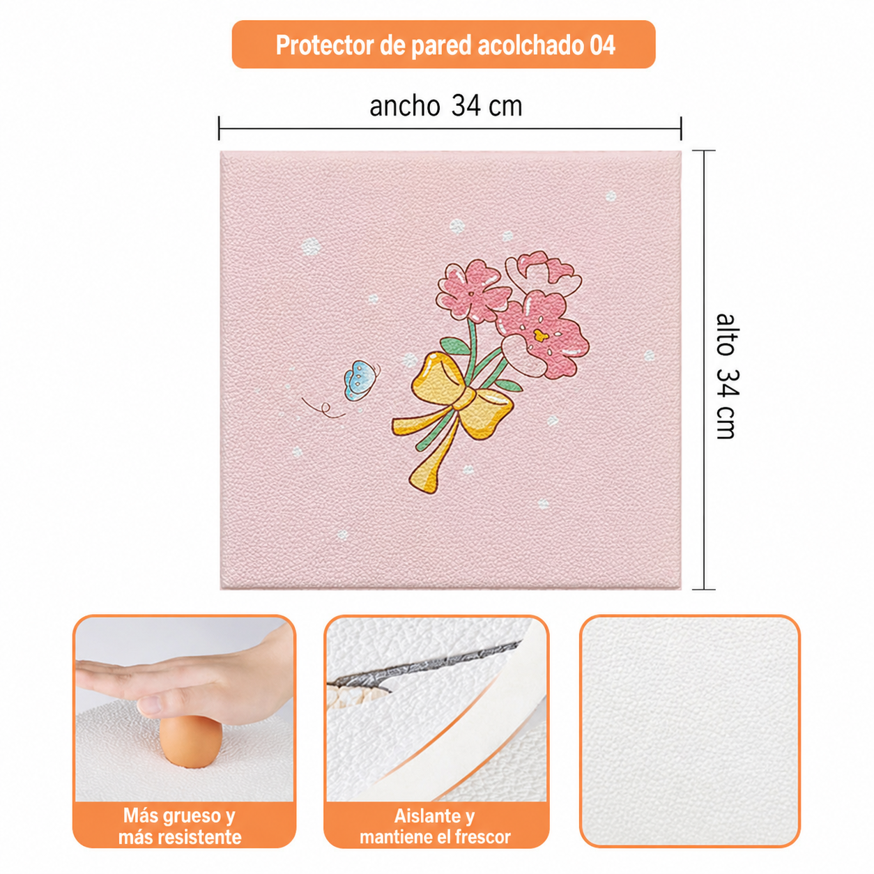 Protector de pared acolchado para bebé 34×34 cm - 6