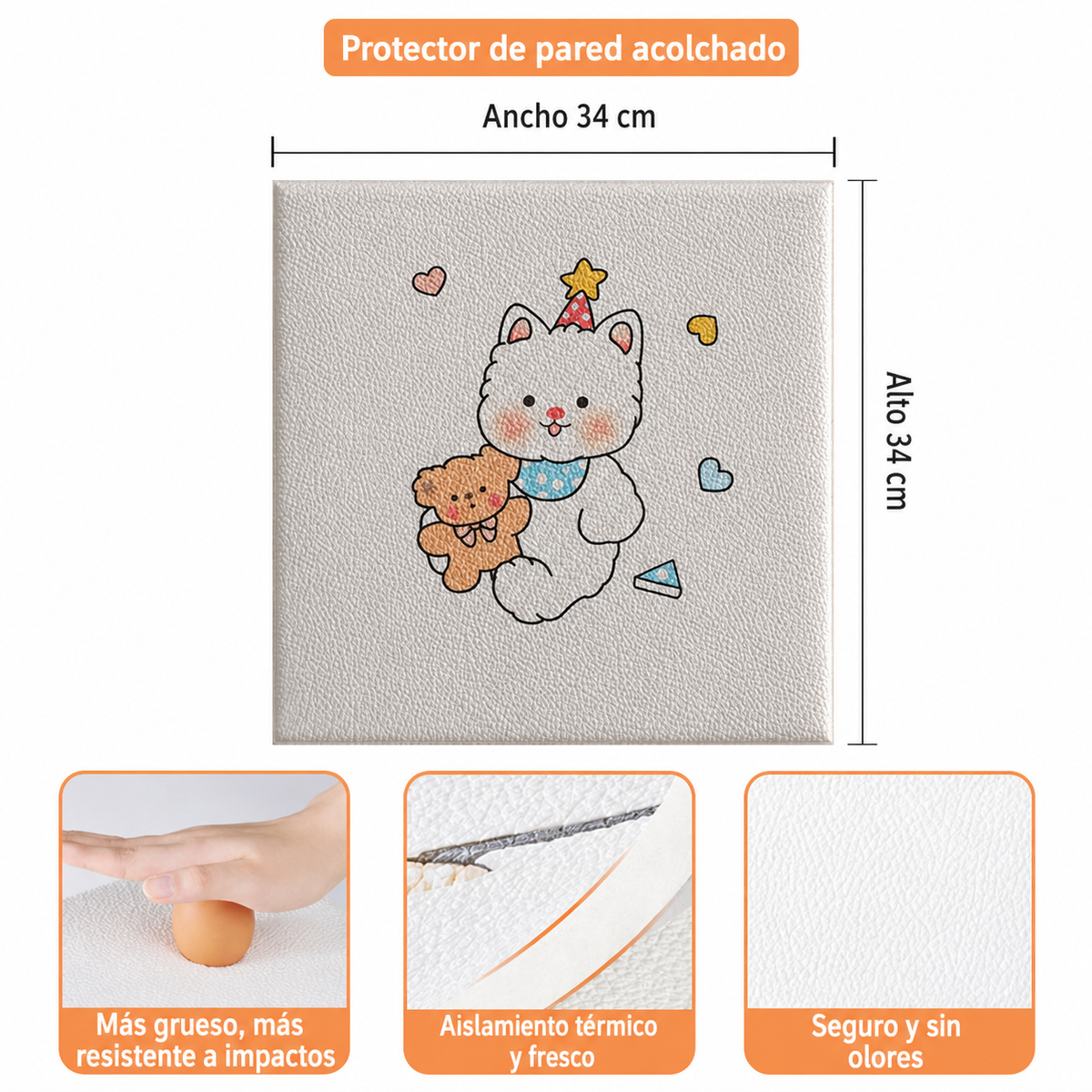 Protector de pared acolchado para bebé 34×34 cm - 7