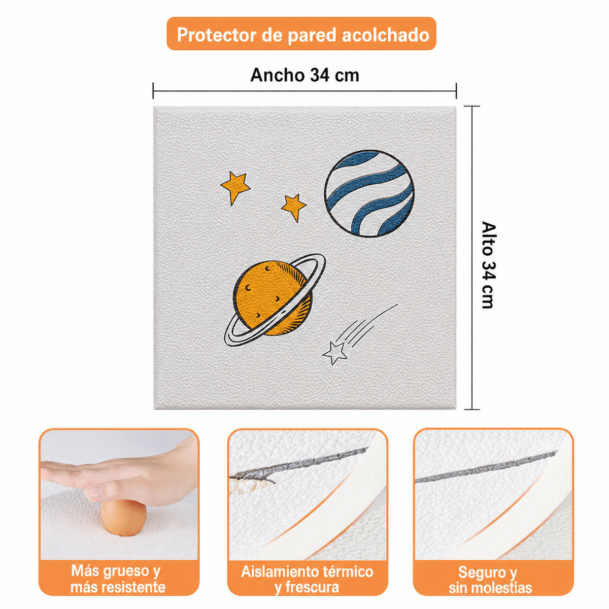 Protector de pared acolchado para bebé 34×34 cm - 8