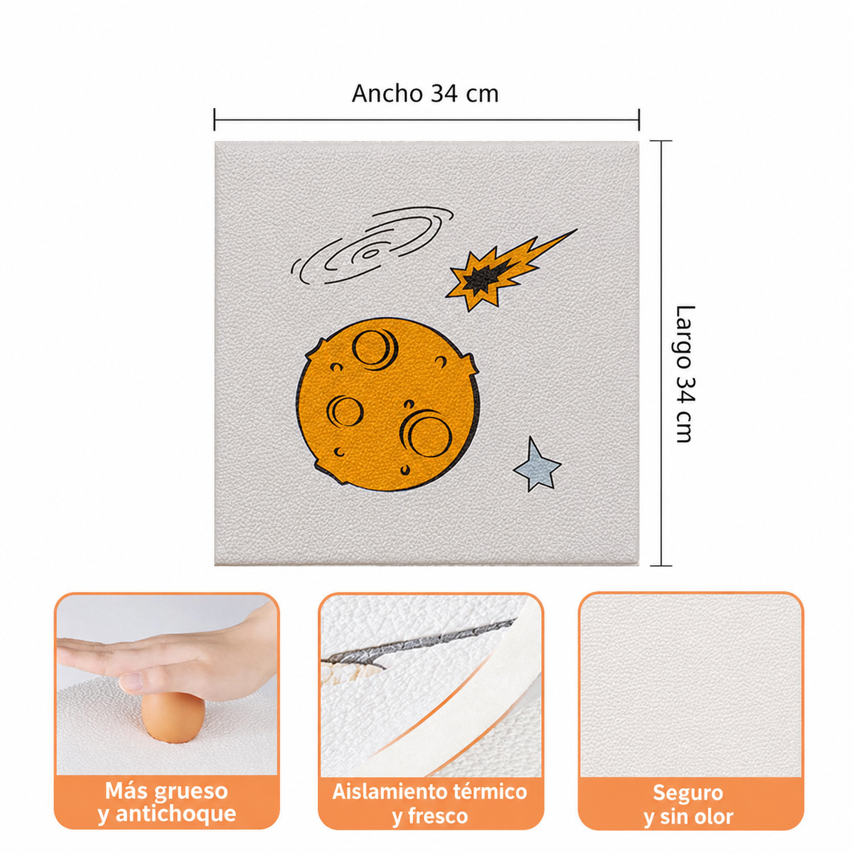 Protector de pared acolchado para bebé 34×34 cm
