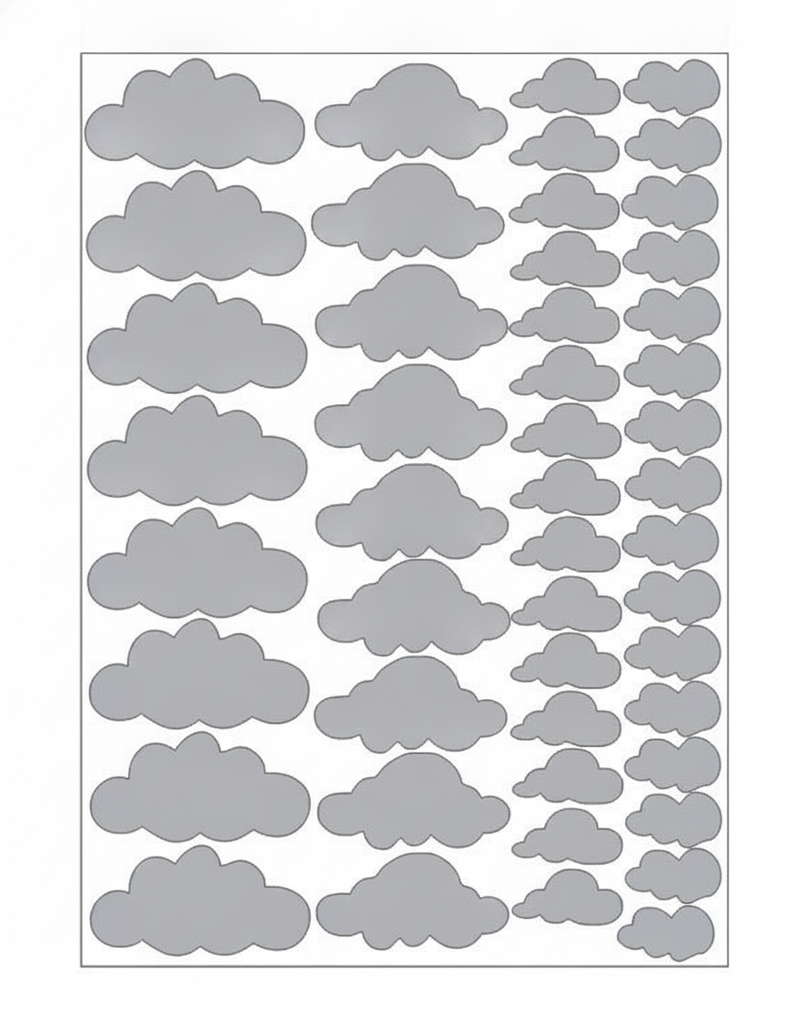 Stickers de nubes autoadheribles set 48 piezas - 12