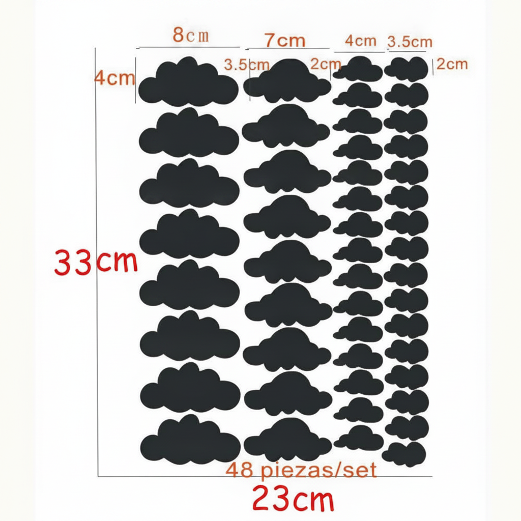 Stickers de nubes autoadheribles set 48 piezas - 5