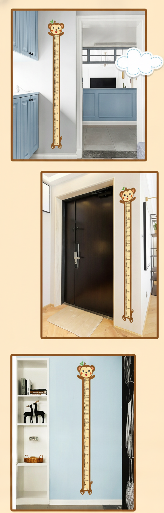 Calcomanía de pared animales medidor de altura infantil - 13