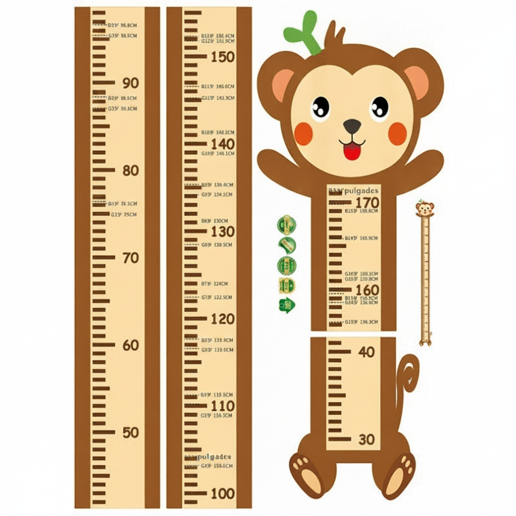 Calcomanía de pared animales medidor de altura infantil - 6