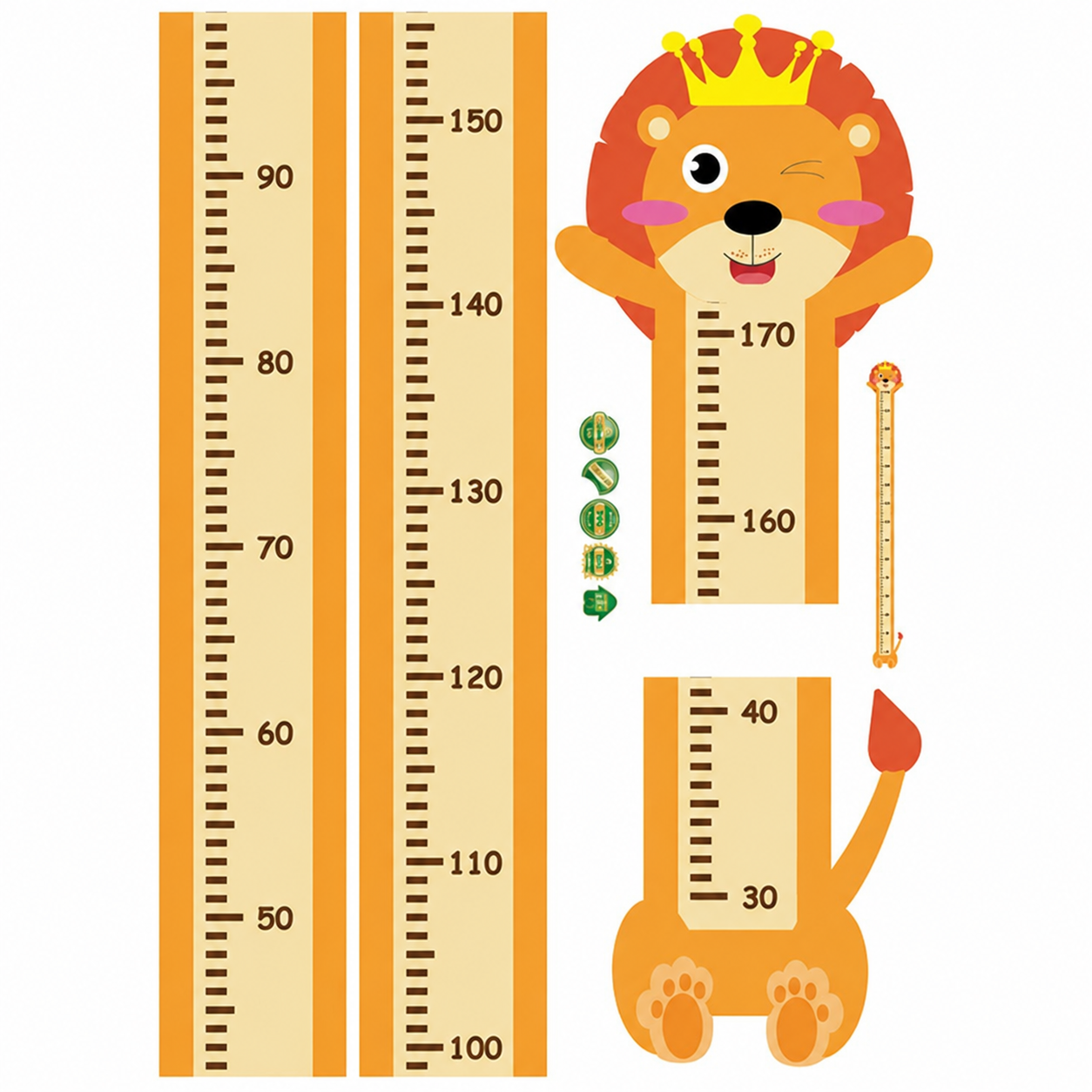 Calcomanía de pared animales medidor de altura infantil