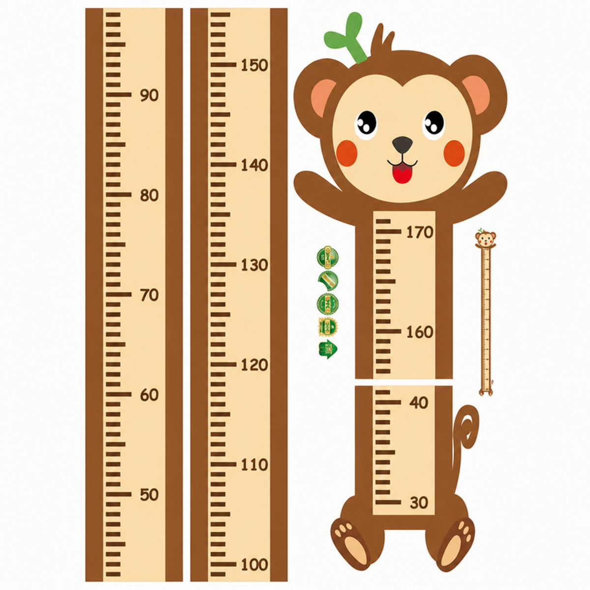 Calcomanía de pared animales medidor de altura infantil