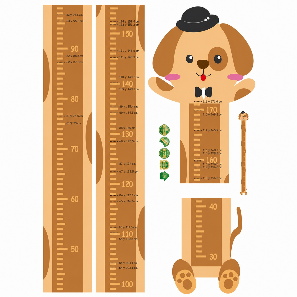 Calcomanía de pared animales medidor de altura infantil