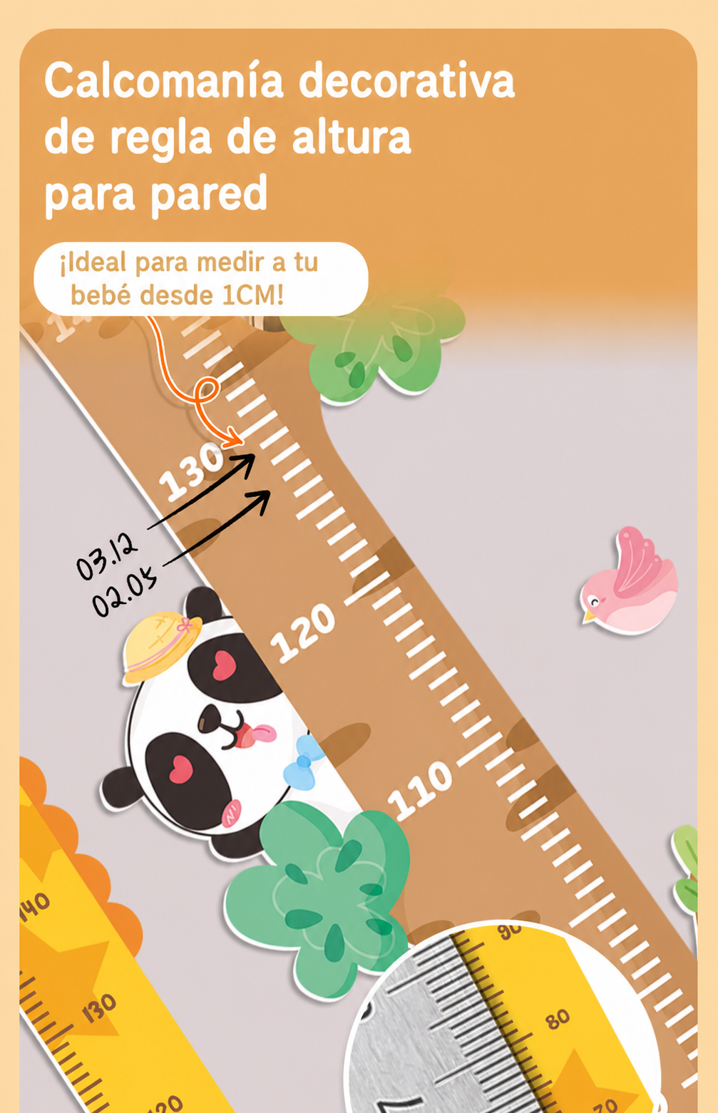 Regla de altura infantil sticker decorativo para pared - 12