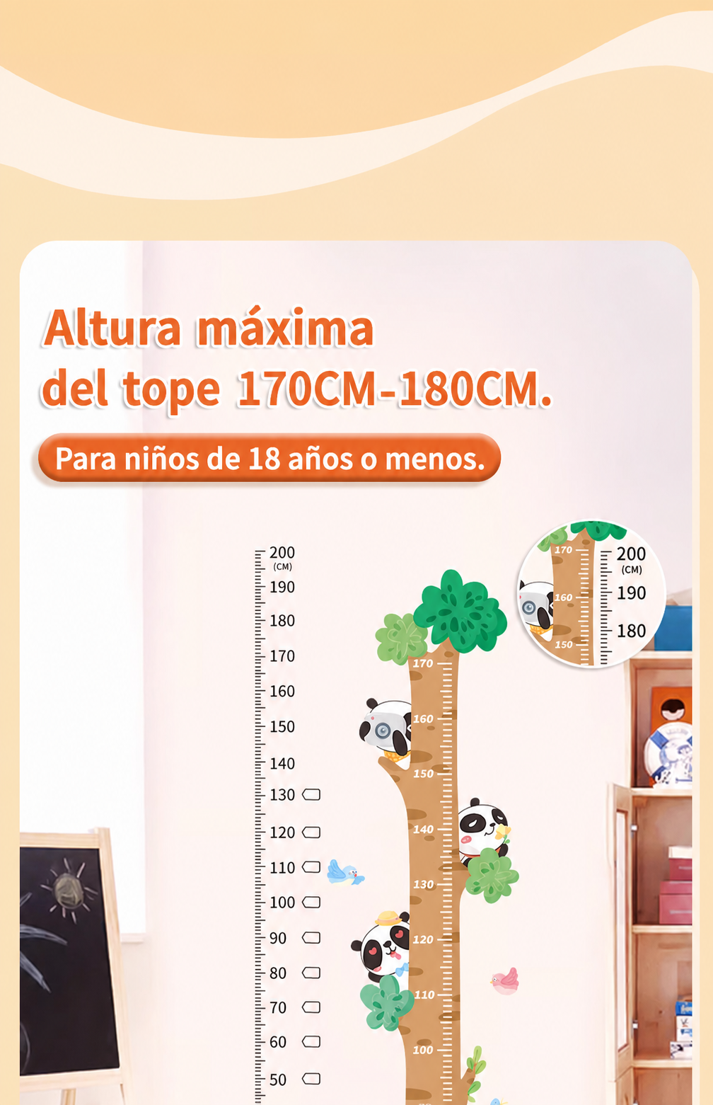 Regla de altura infantil sticker decorativo para pared - 15