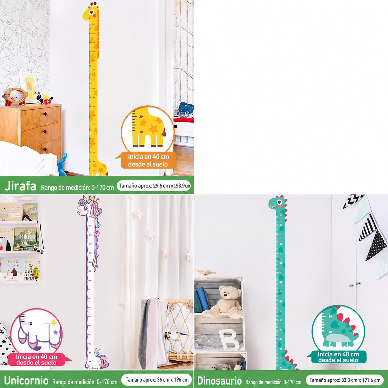 Regla de altura infantil sticker decorativo para pared - 10