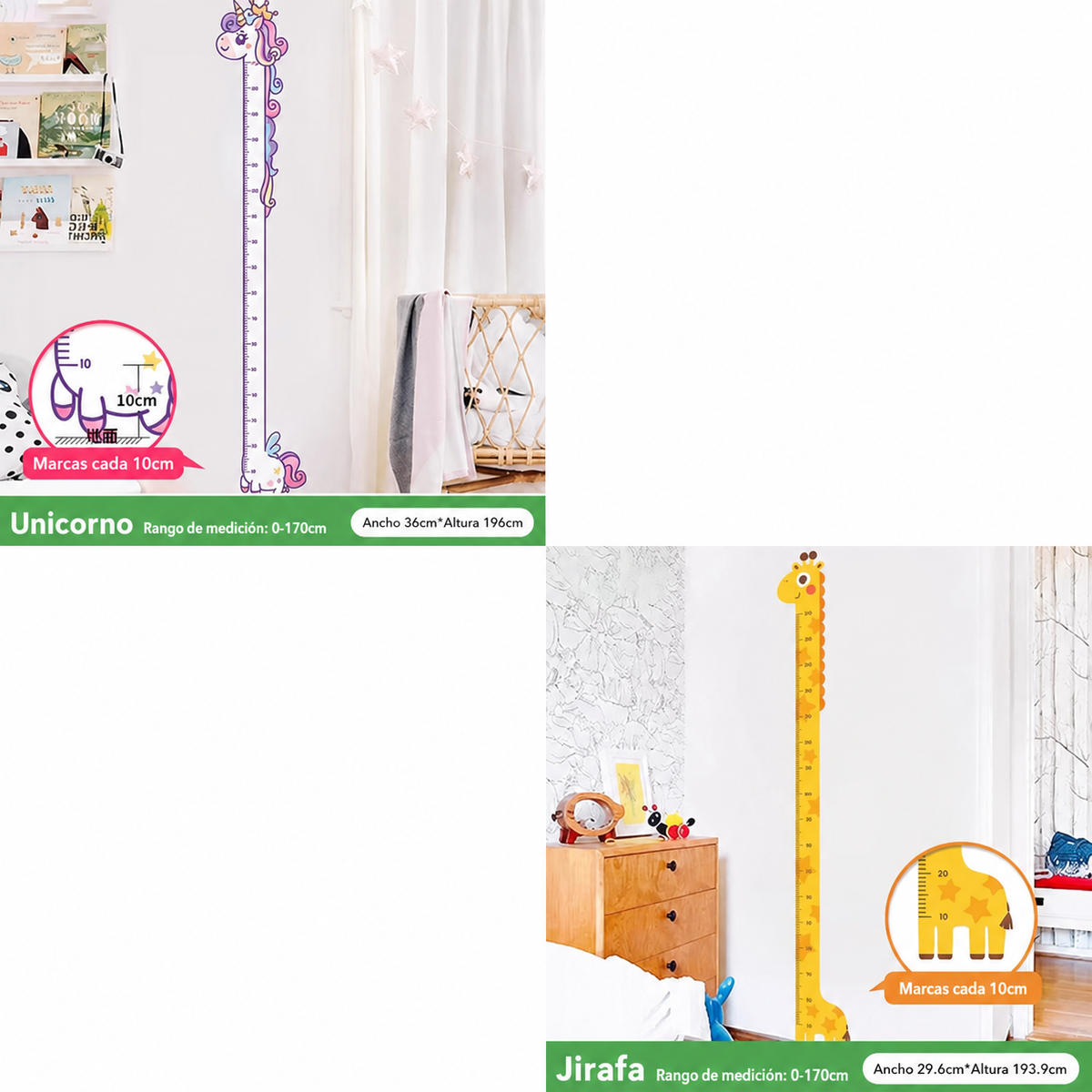 Regla de altura infantil sticker decorativo para pared