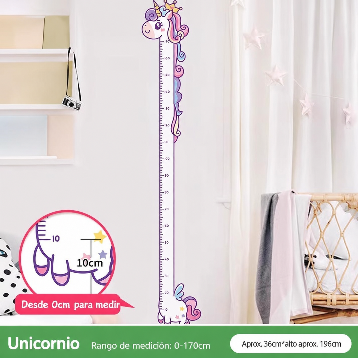 Regla de altura infantil sticker decorativo para pared