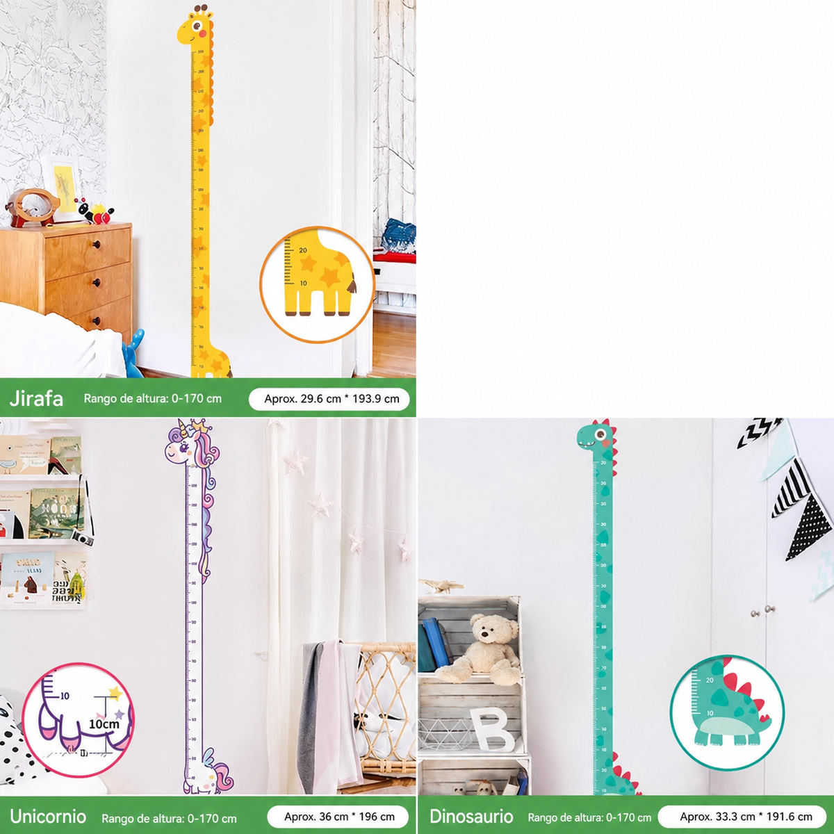Regla de altura infantil sticker decorativo para pared