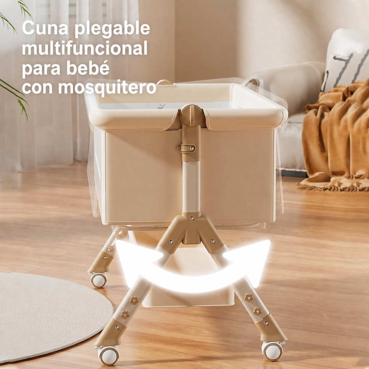 Cuna plegable multifuncional para bebé con mosquitero - 3
