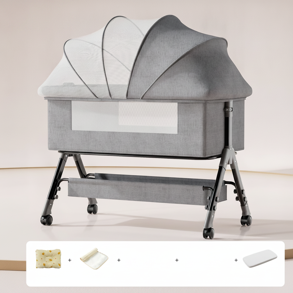 Cuna plegable multifuncional para bebé con mosquitero - 6