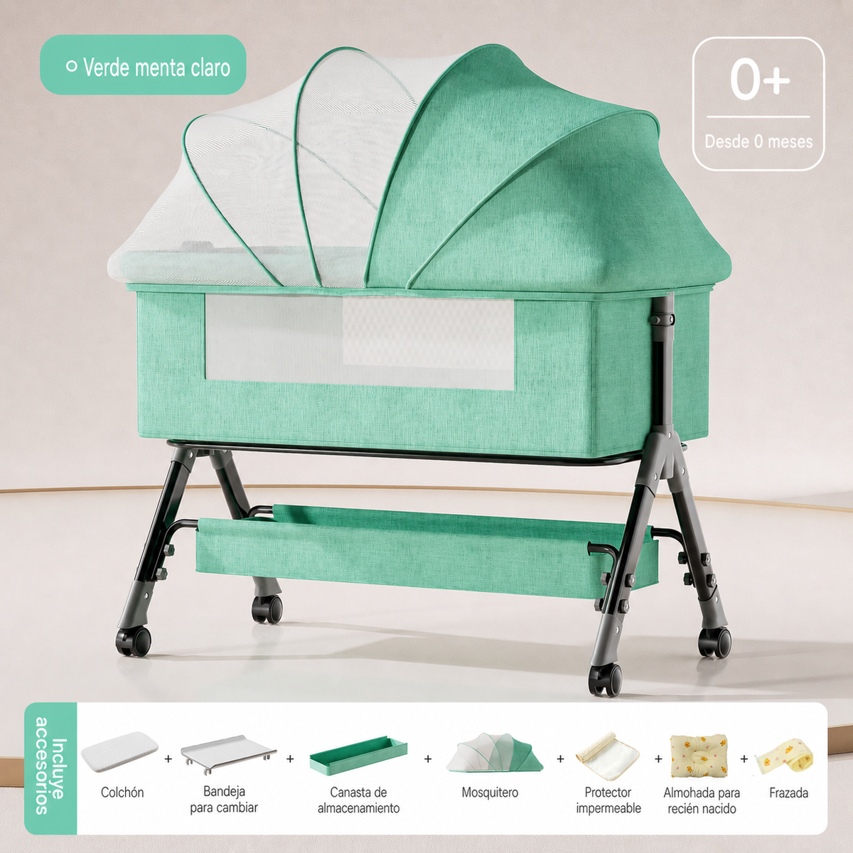 Cuna plegable multifuncional para bebé con mosquitero - 8