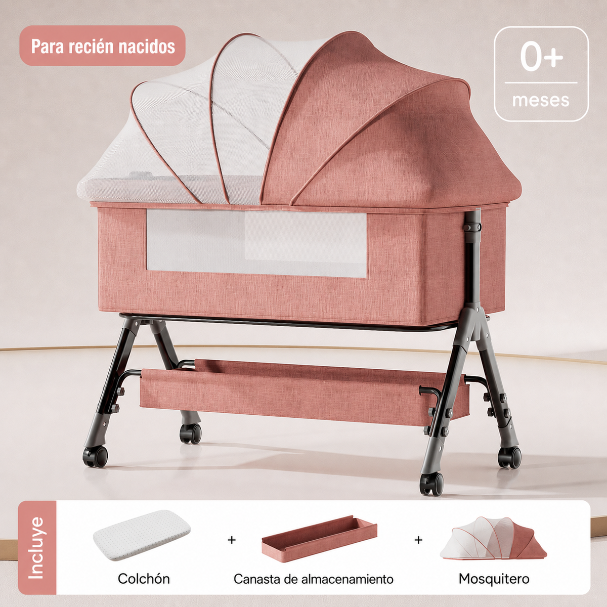 Cuna plegable multifuncional para bebé con mosquitero - 9