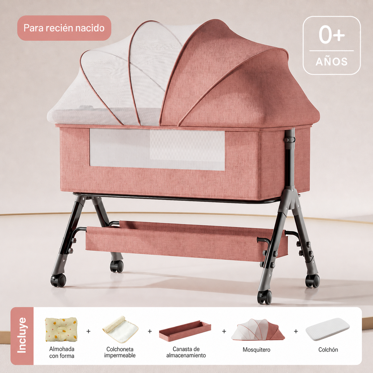 Cuna plegable multifuncional para bebé con mosquitero - 10