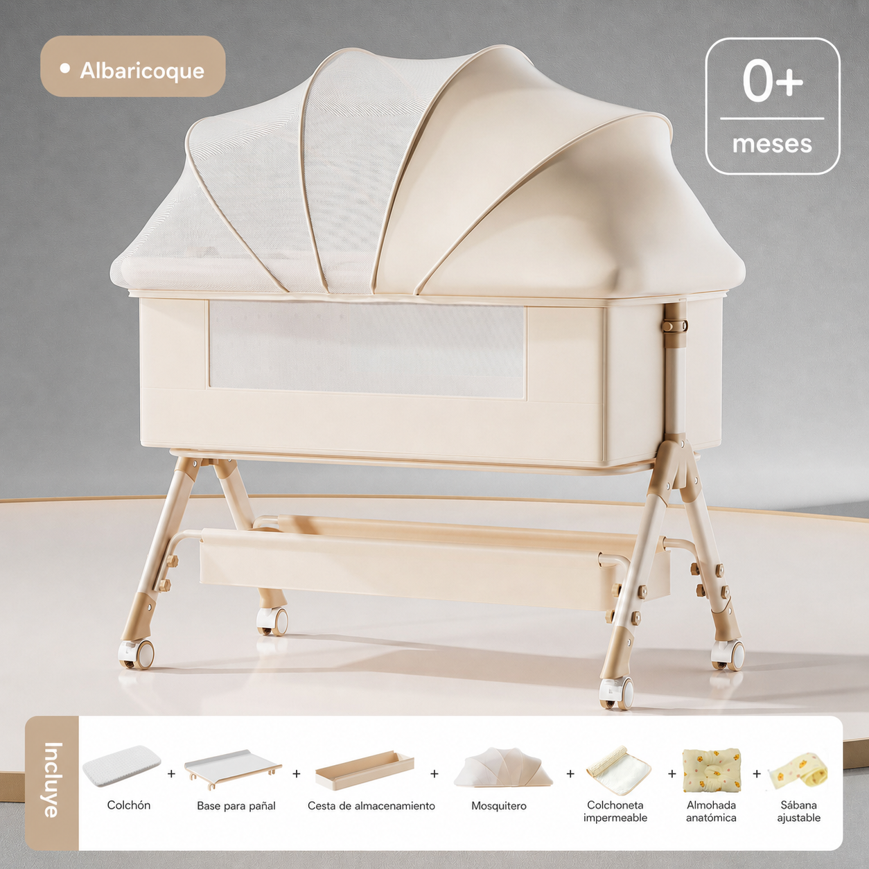 Cuna plegable multifuncional para bebé con mosquitero