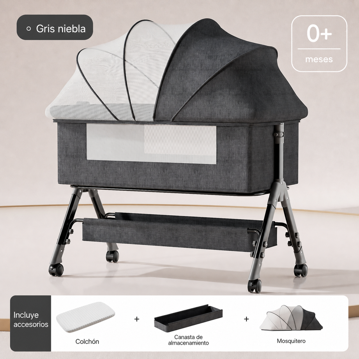Cuna plegable multifuncional para bebé con mosquitero