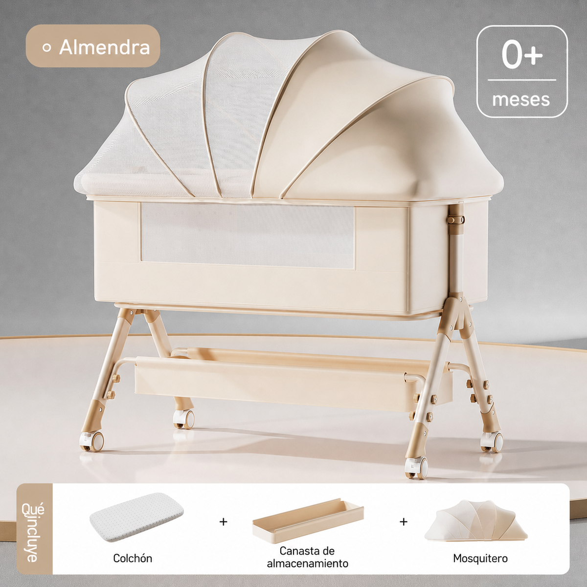 Cuna plegable multifuncional para bebé con mosquitero