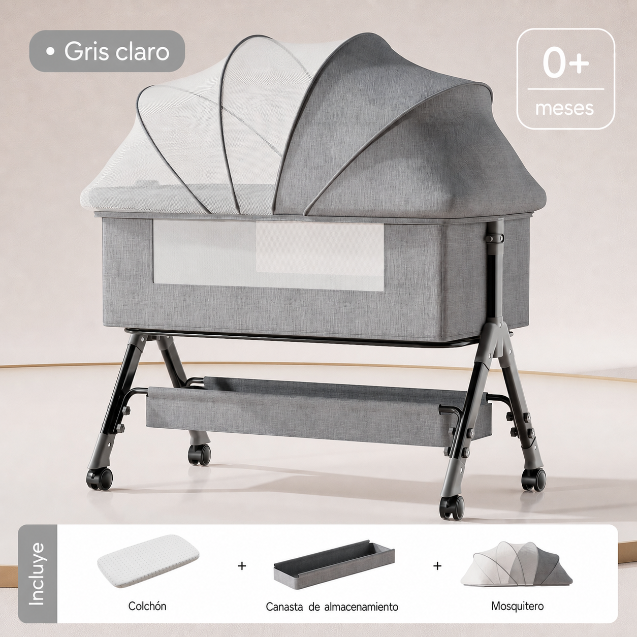 Cuna plegable multifuncional para bebé con mosquitero