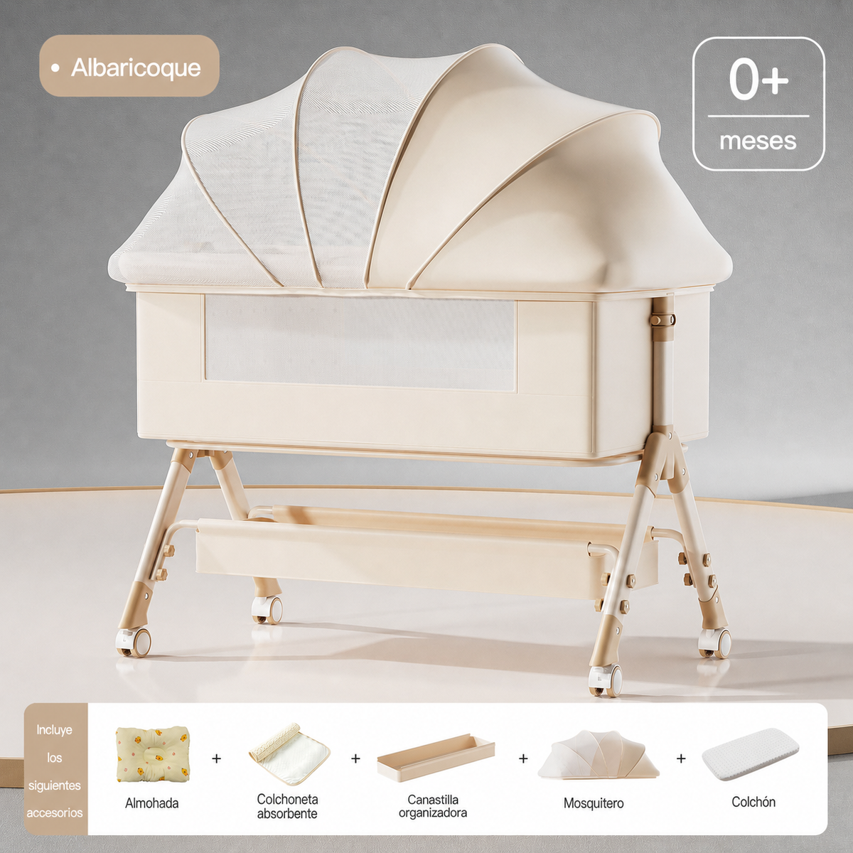 Cuna plegable multifuncional para bebé con mosquitero