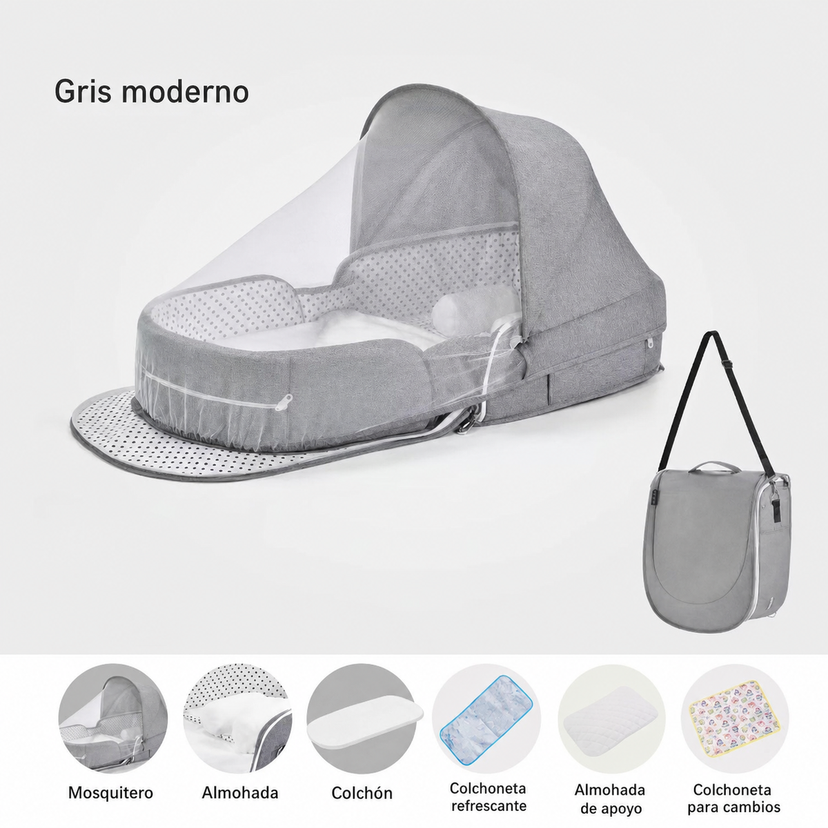 Cuna portátil plegable para bebé con mosquitero - 7