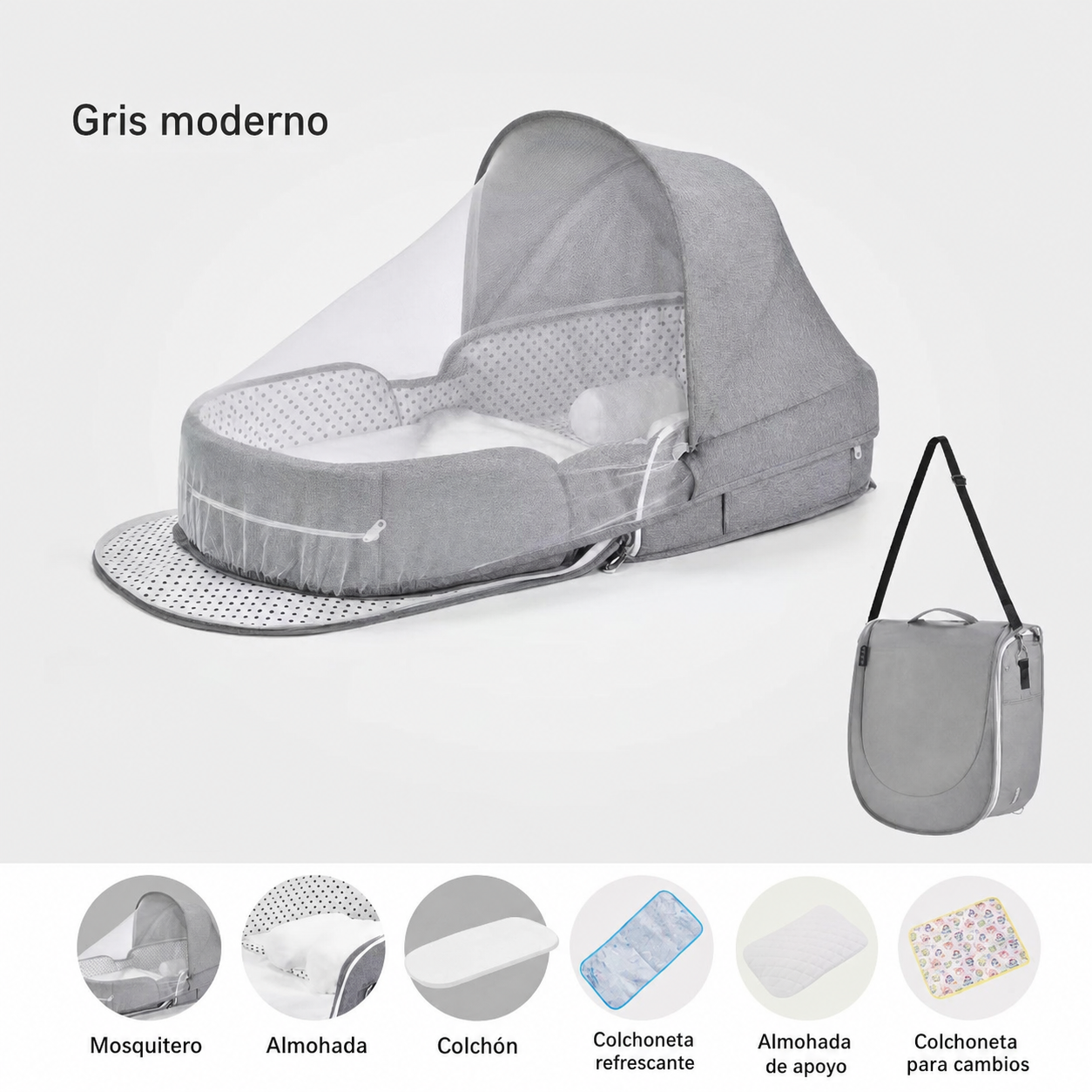 Cuna portátil plegable para bebé con mosquitero - 7