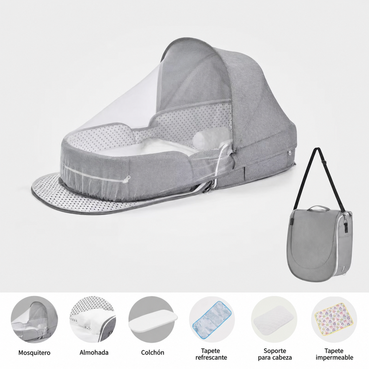 Cuna portátil plegable para bebé con mosquitero
