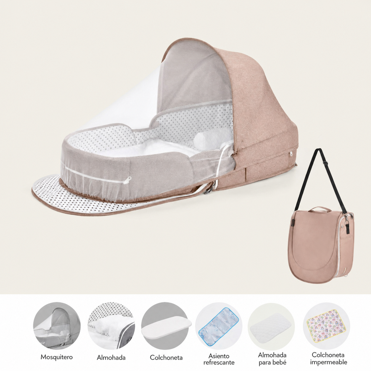 Cuna portátil plegable para bebé con mosquitero