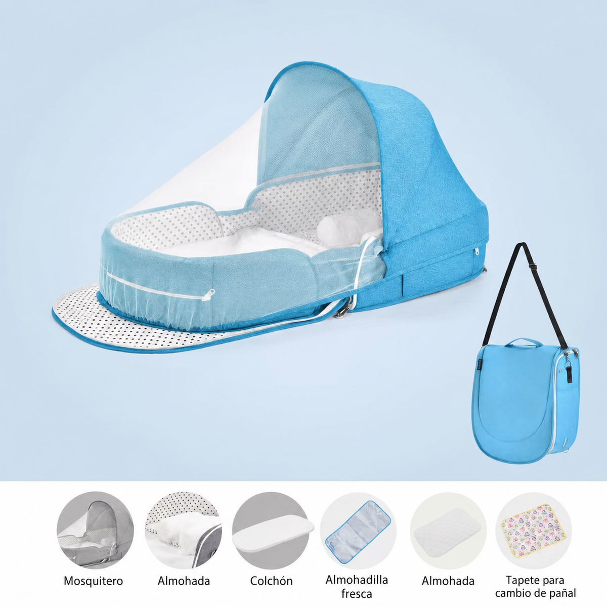 Cuna portátil plegable para bebé con mosquitero