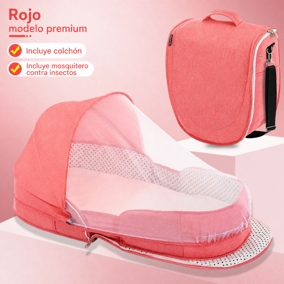 Cuna portátil plegable para bebé con mosquitero
