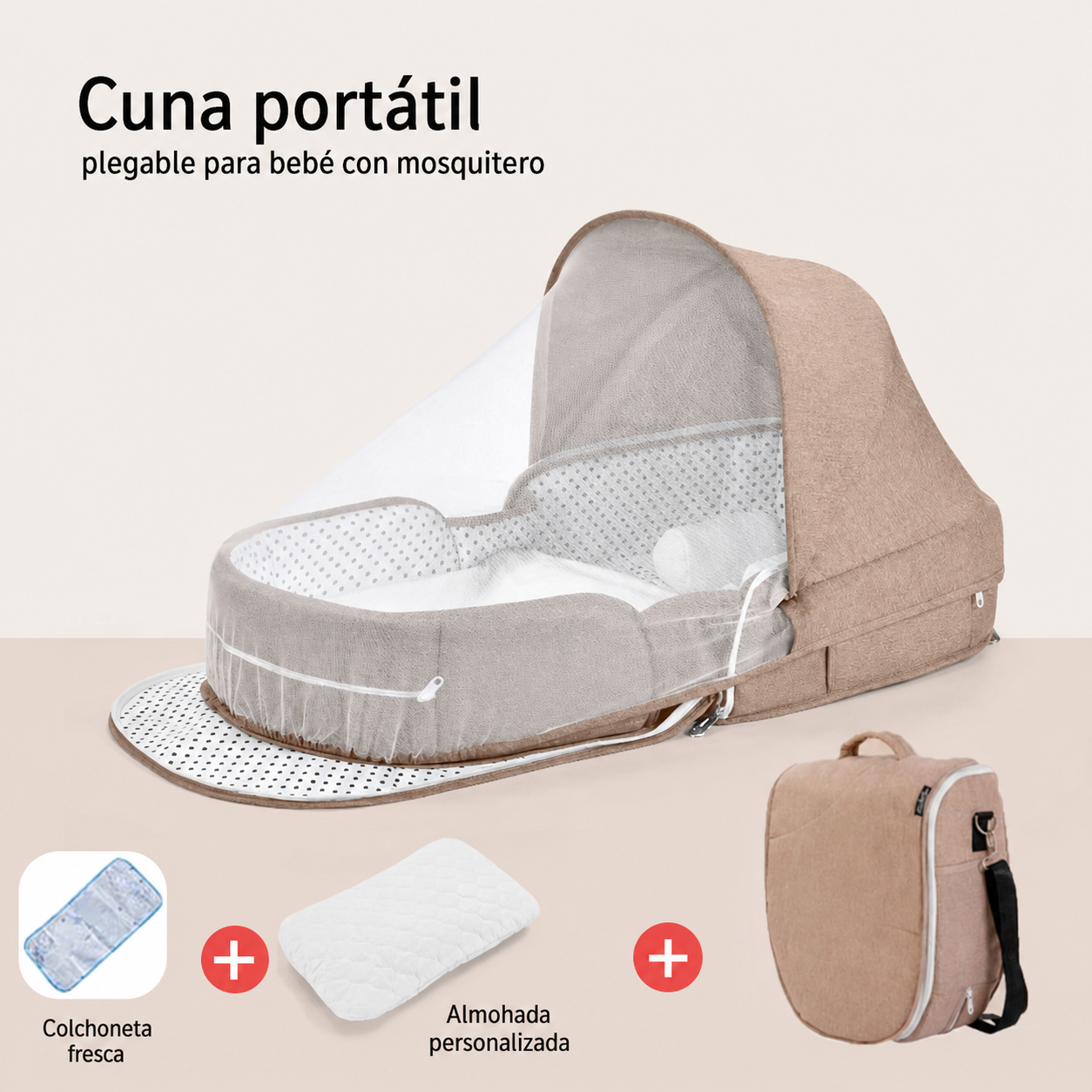 Cuna portátil plegable para bebé con mosquitero
