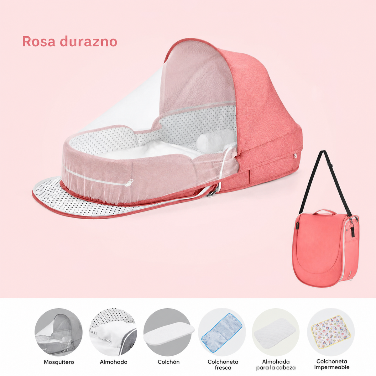 Cuna portátil plegable para bebé con mosquitero