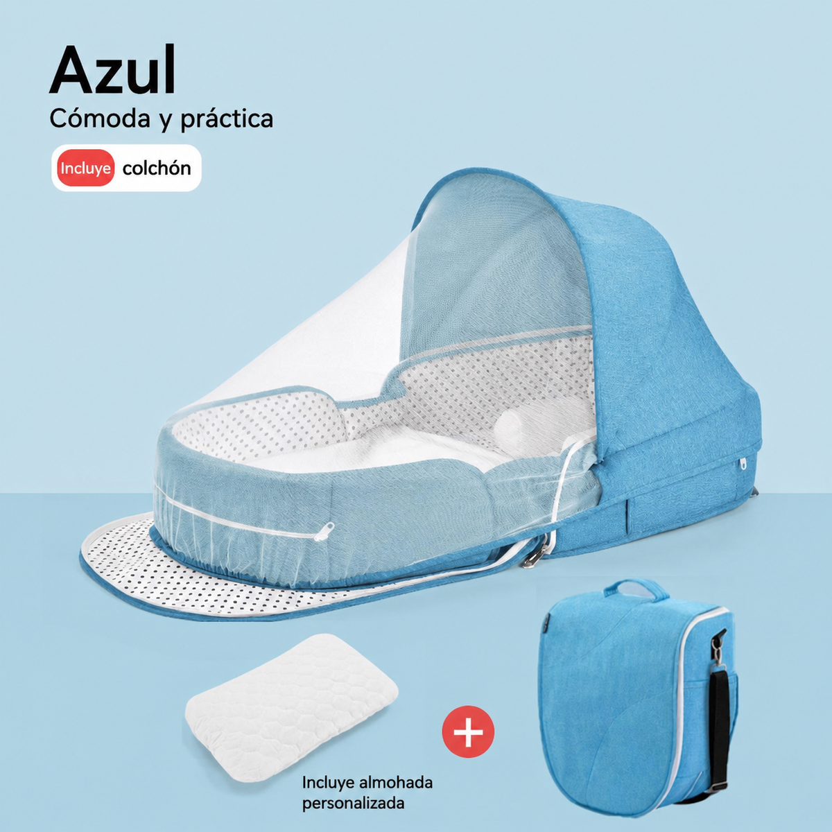 Cuna portátil plegable para bebé con mosquitero