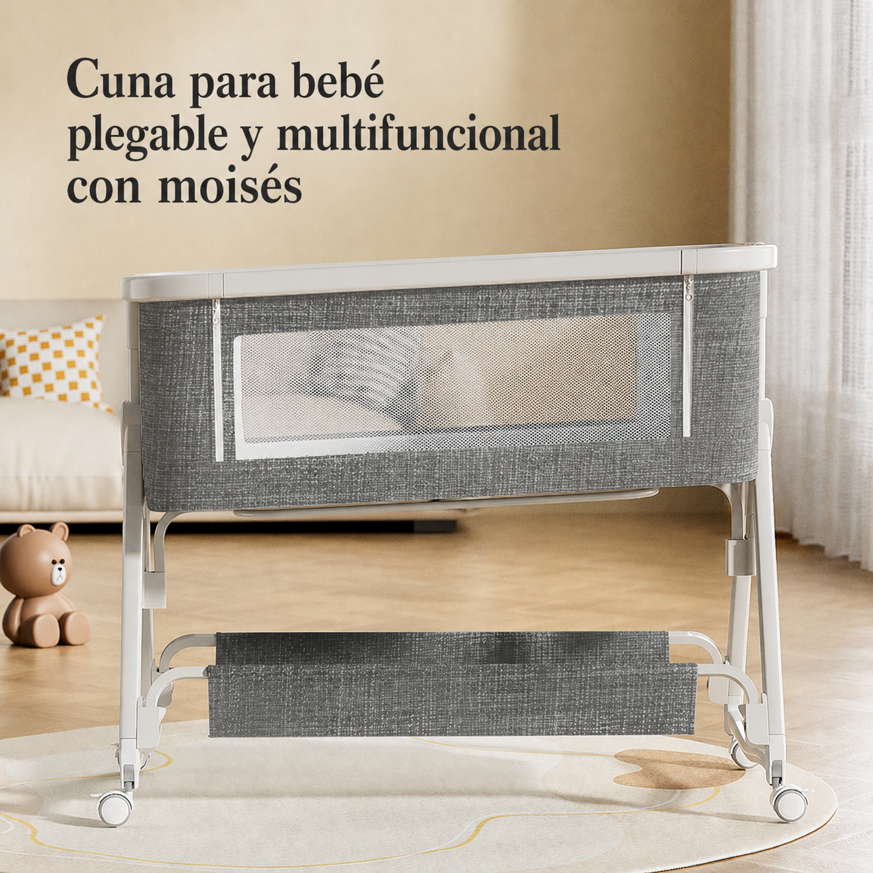 Cuna para bebé plegable y multifuncional con moisés - 2