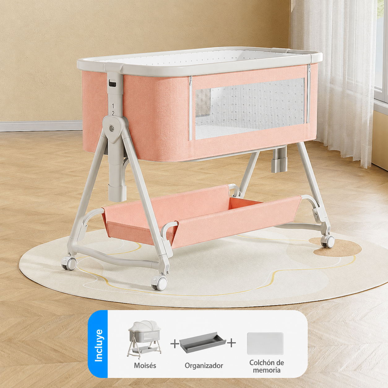 Cuna para bebé plegable y multifuncional con moisés
