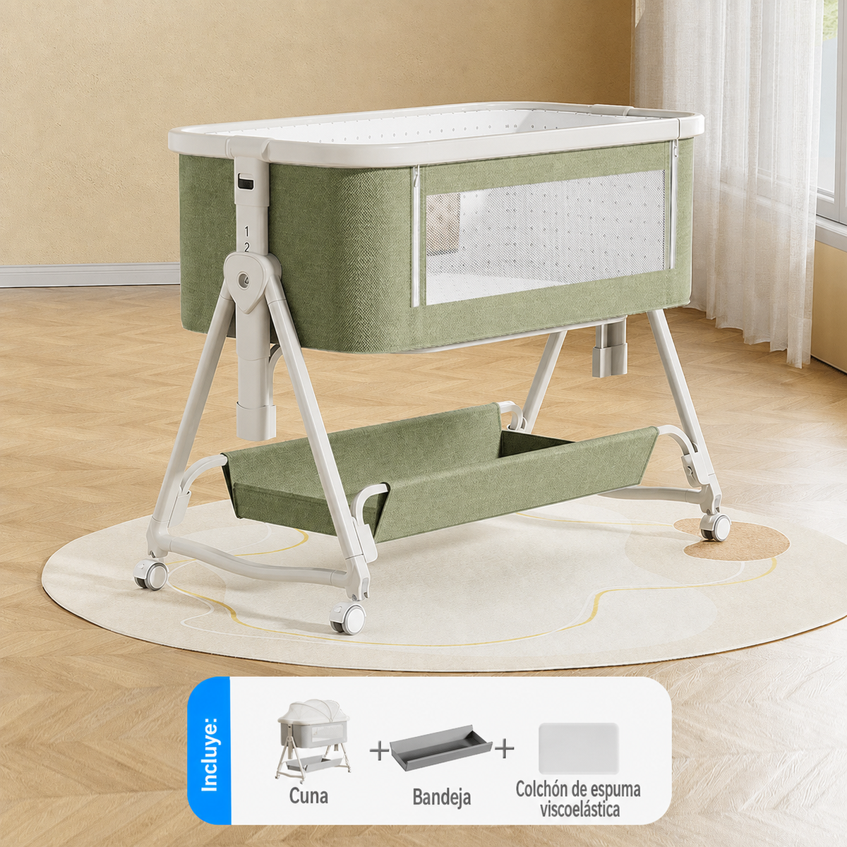 Cuna para bebé plegable y multifuncional con moisés
