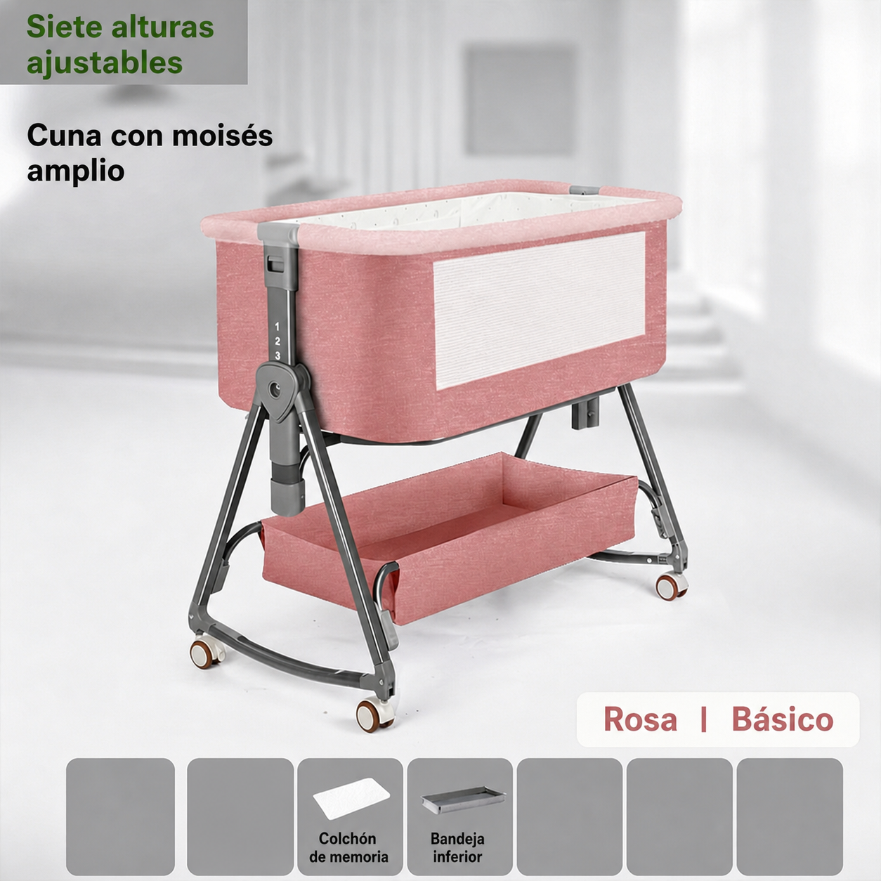 Cuna para bebé plegable y multifuncional con moisés
