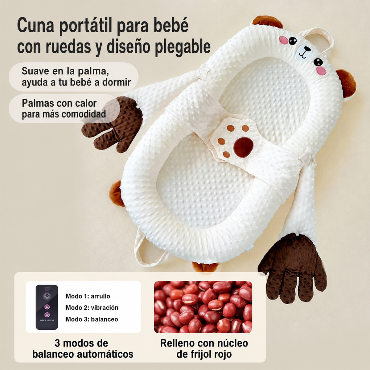 Cuna Portátil para Bebé con Ruedas y Diseño Plegable - 6