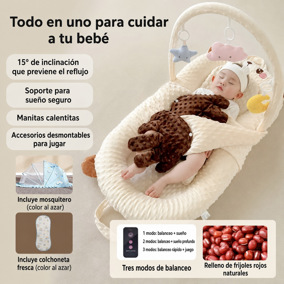 Cuna Portátil para Bebé con Ruedas y Diseño Plegable - 10