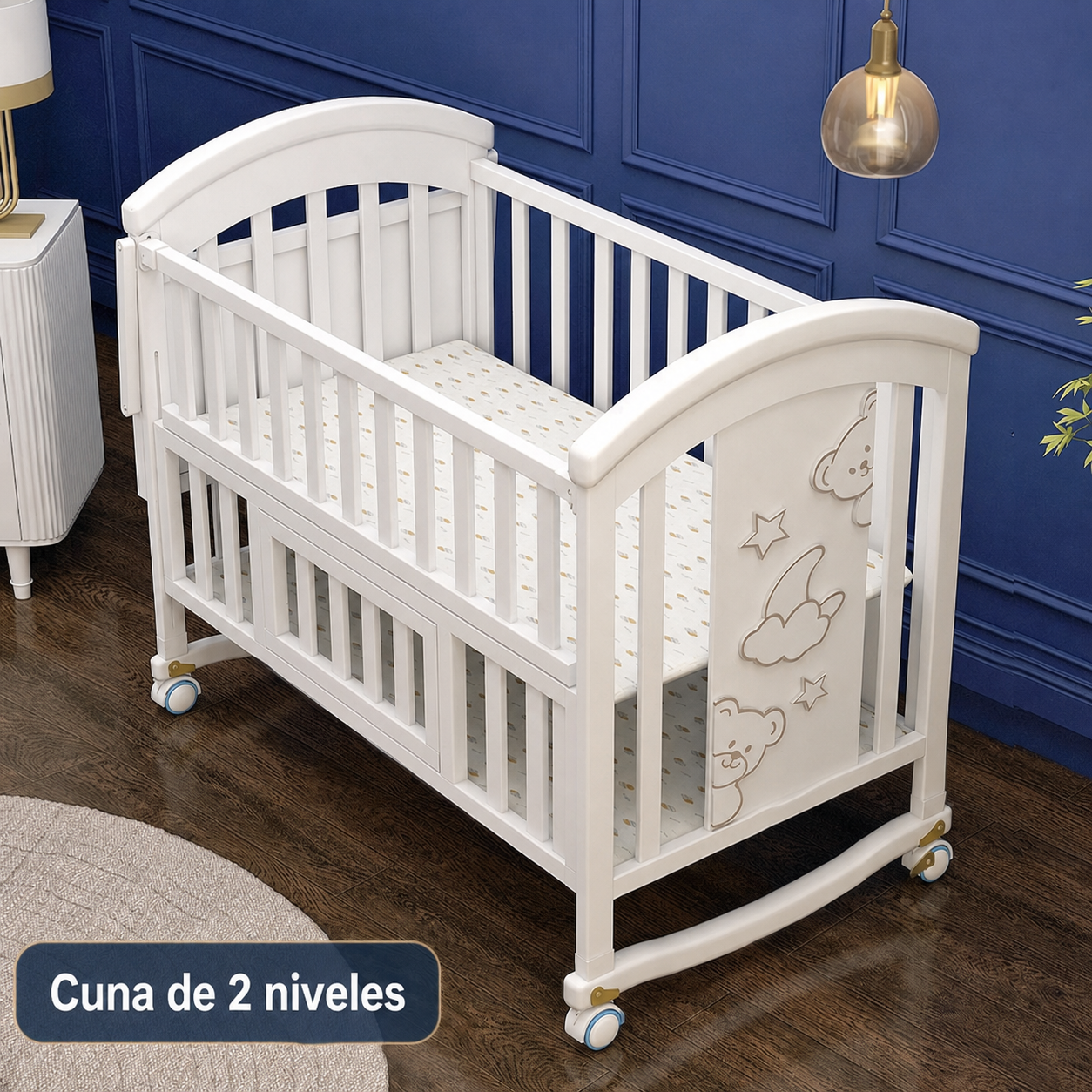 Cama infantil de pino para bebé hasta 12 años, 118 cm
